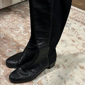 Stuart Weitzman Black Over-the-Knee Leather Boots